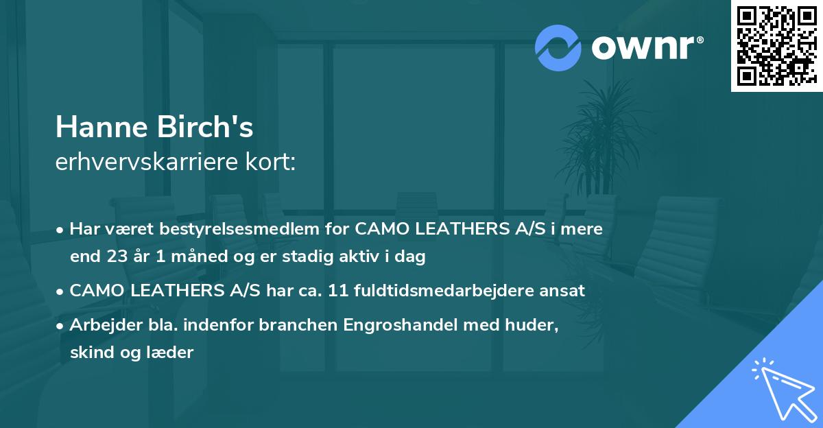 Hanne Birch's erhvervskarriere kort