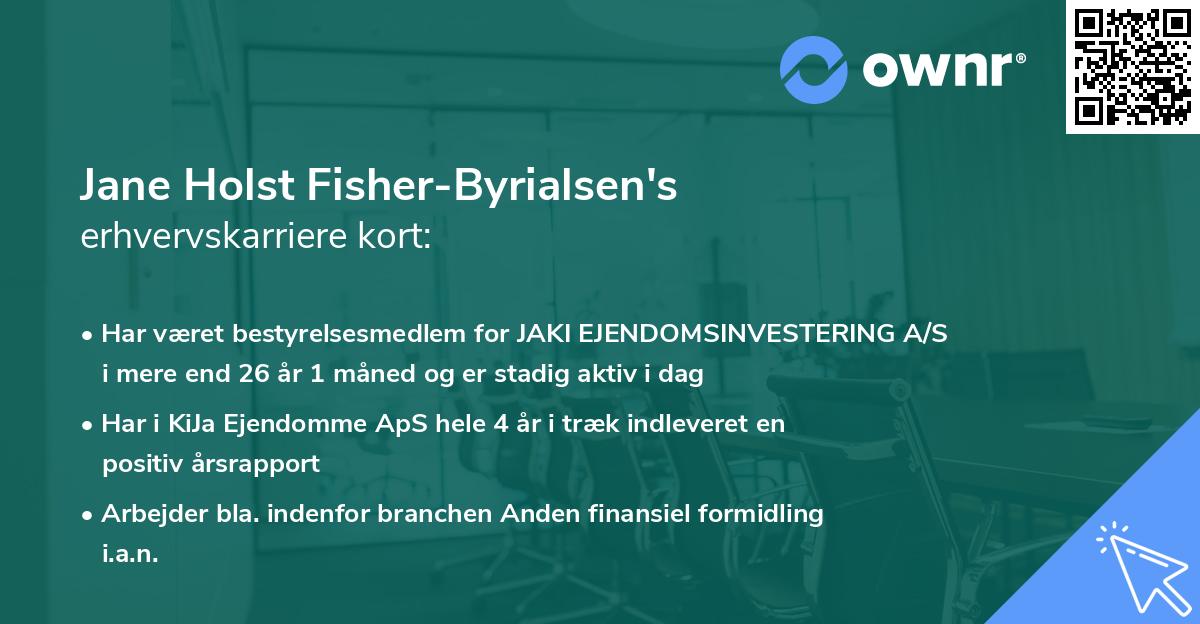 Jane Holst Fisher-Byrialsen's erhvervskarriere kort
