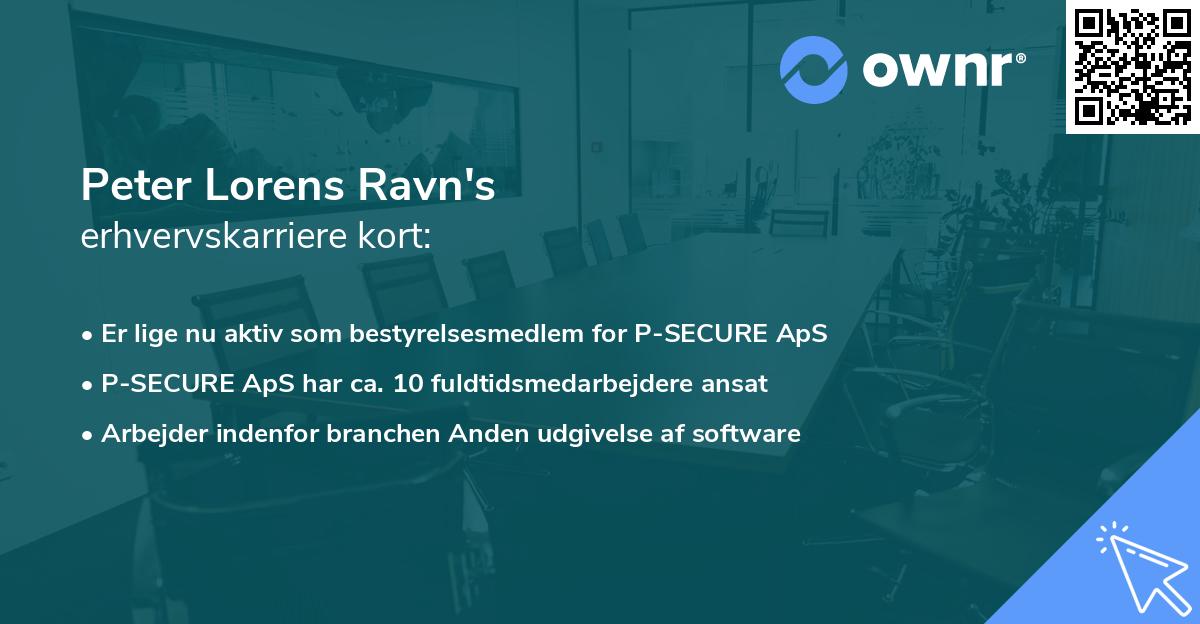 Peter Lorens Ravn's erhvervskarriere kort