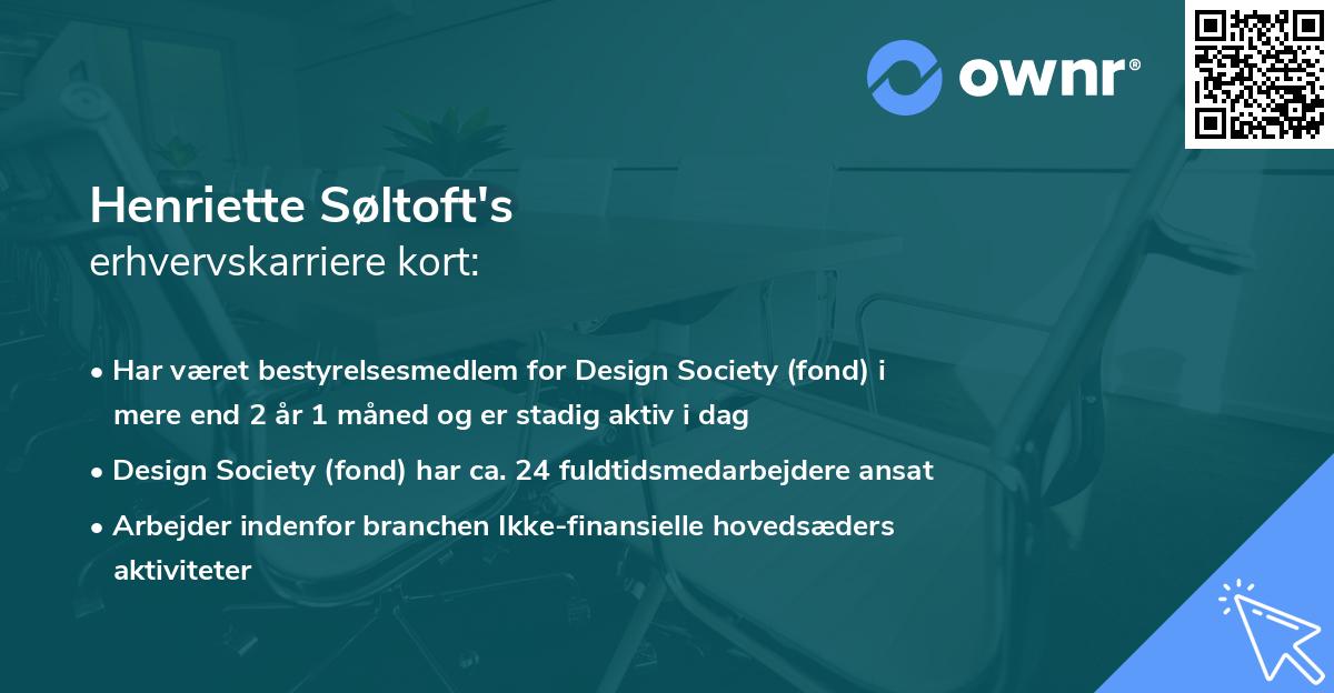 Henriette Søltoft's erhvervskarriere kort