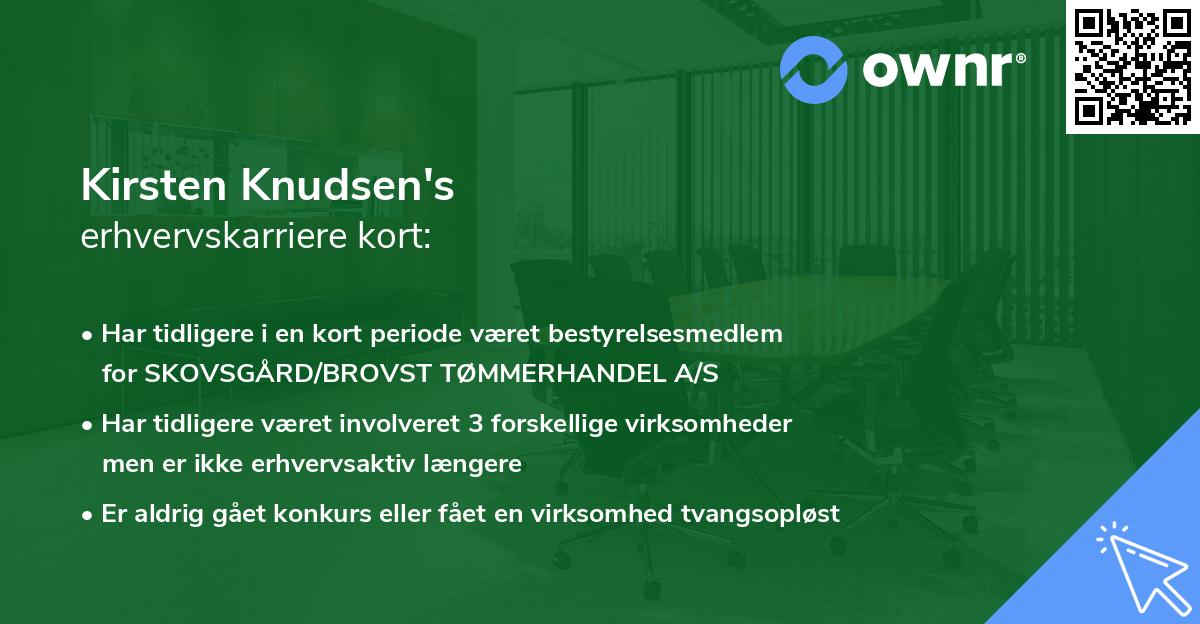 Kirsten Knudsen's erhvervskarriere kort
