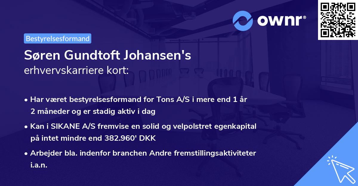 Søren Gundtoft Johansen's erhvervskarriere kort
