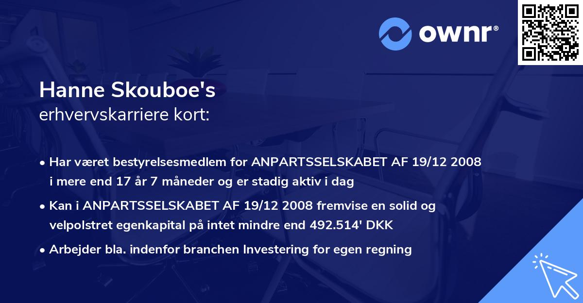 Hanne Skouboe's erhvervskarriere kort