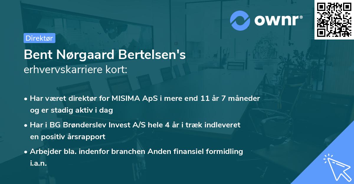 Bent Nørgaard Bertelsen's erhvervskarriere kort