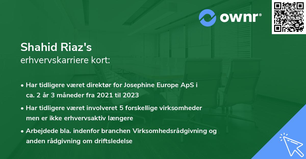 Shahid Riaz's erhvervskarriere kort