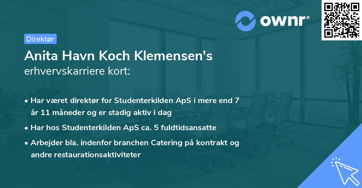 Anita Havn Koch Klemensen's erhvervskarriere kort