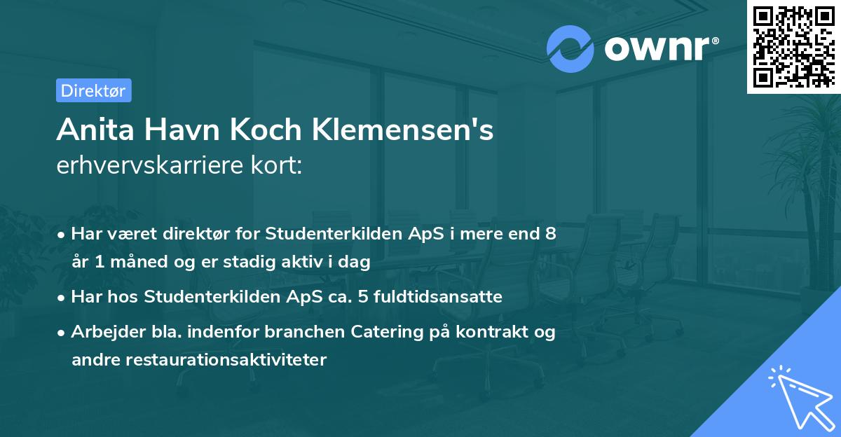 Anita Havn Koch Klemensen's erhvervskarriere kort
