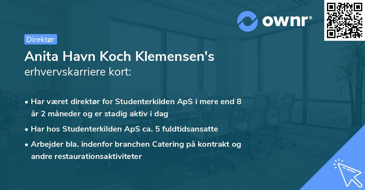 Anita Havn Koch Klemensen's erhvervskarriere kort