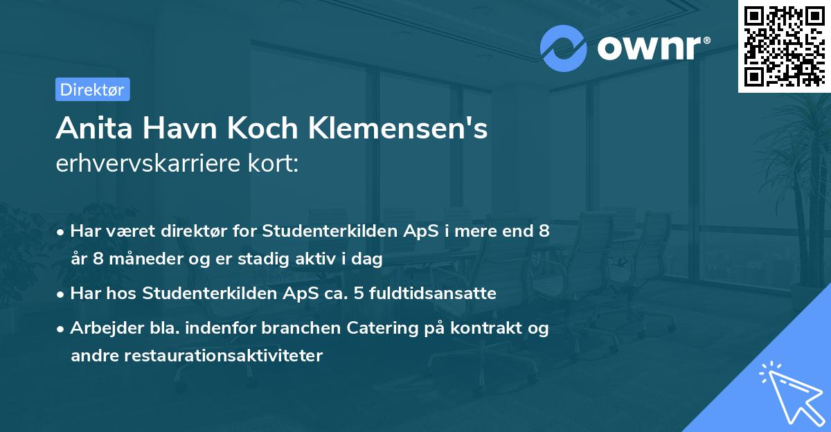 Anita Havn Koch Klemensen's erhvervskarriere kort