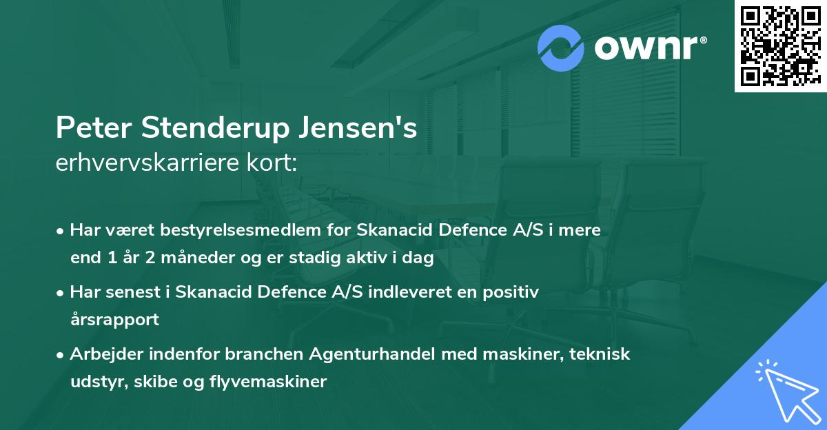Peter Stenderup Jensen's erhvervskarriere kort