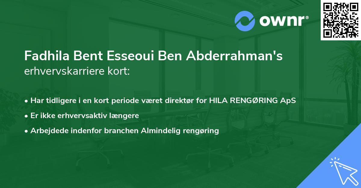 Fadhila Bent Esseoui Ben Abderrahman's erhvervskarriere kort