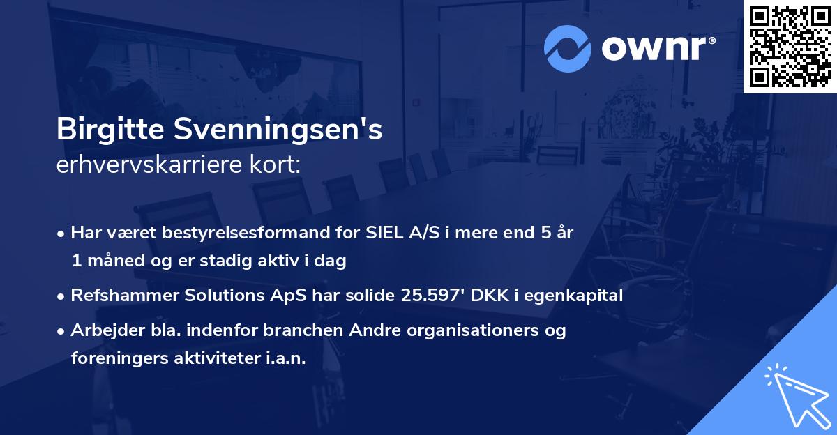 Birgitte Svenningsen's erhvervskarriere kort