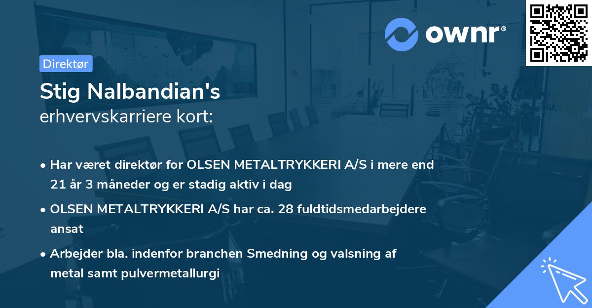 Stig Nalbandian's erhvervskarriere kort