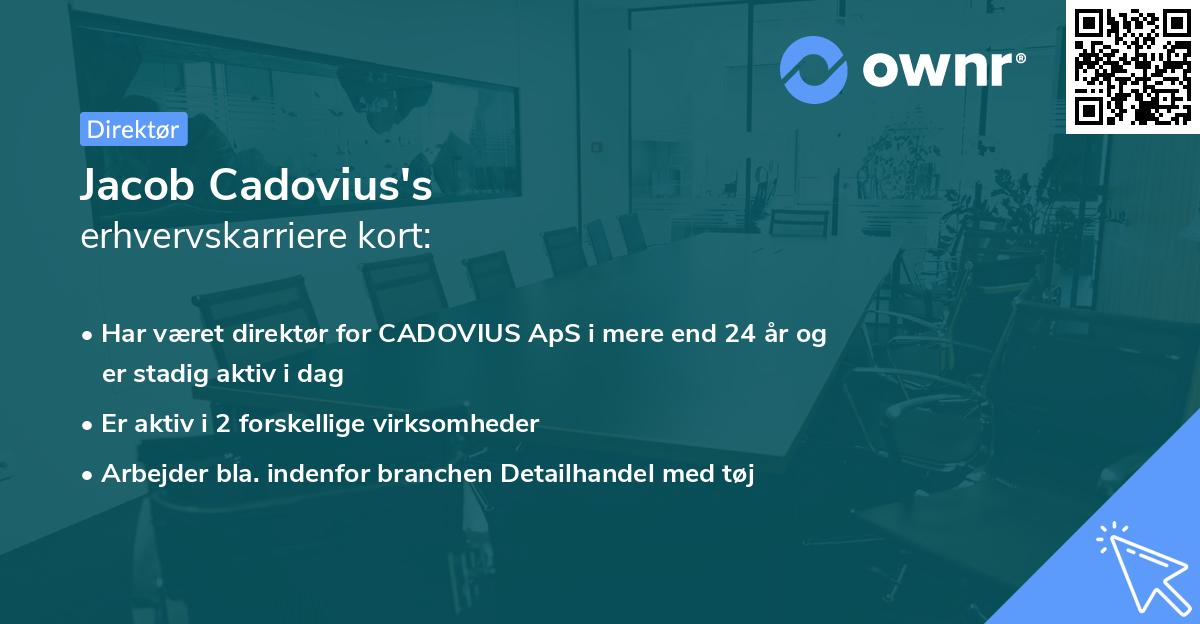 Jacob Cadovius's erhvervskarriere kort