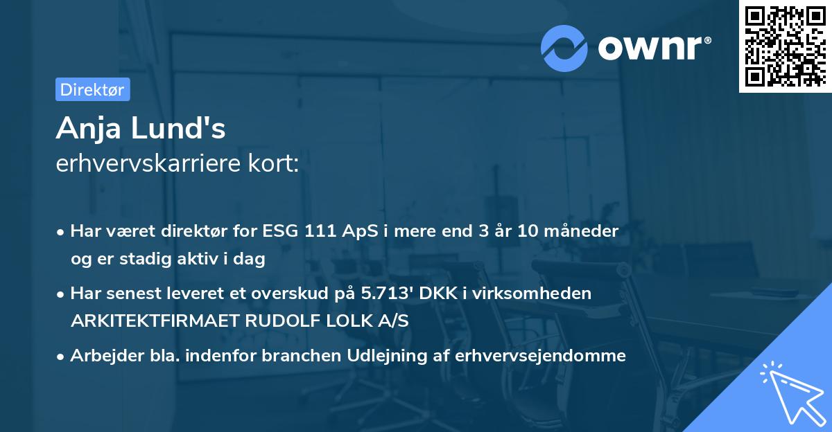 Anja Lund's erhvervskarriere kort