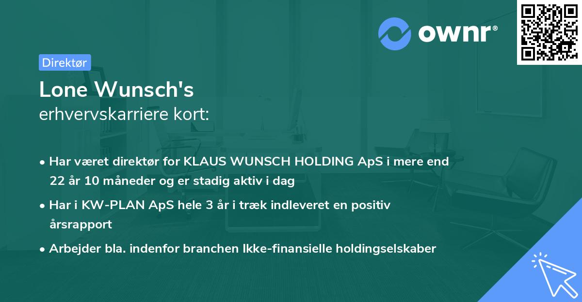 Lone Wunsch's erhvervskarriere kort