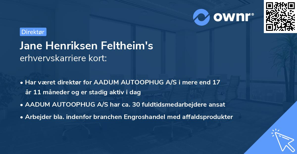 Jane Henriksen Feltheim's erhvervskarriere kort