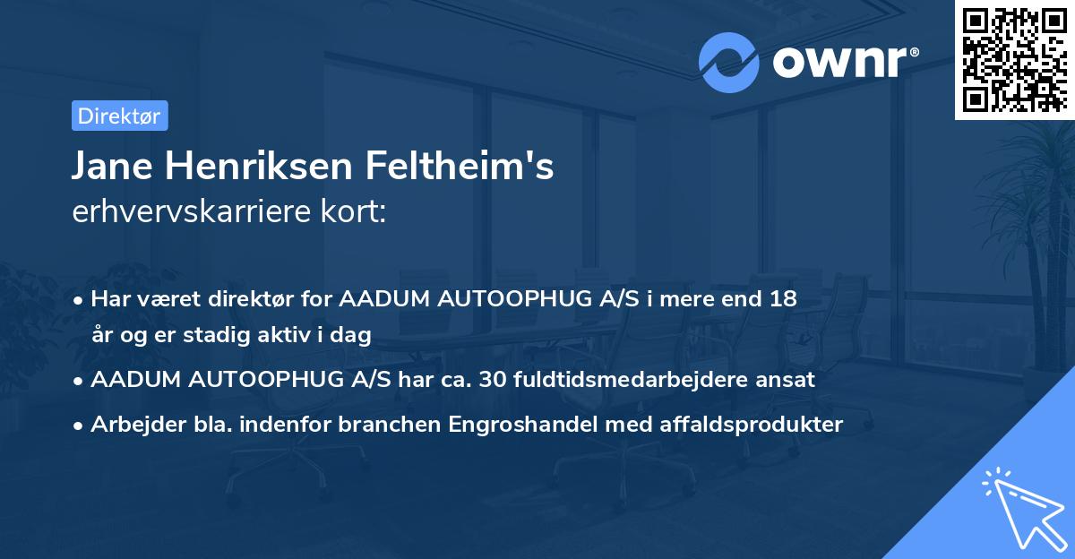 Jane Henriksen Feltheim's erhvervskarriere kort