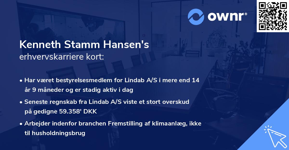 Kenneth Stamm Hansen's erhvervskarriere kort