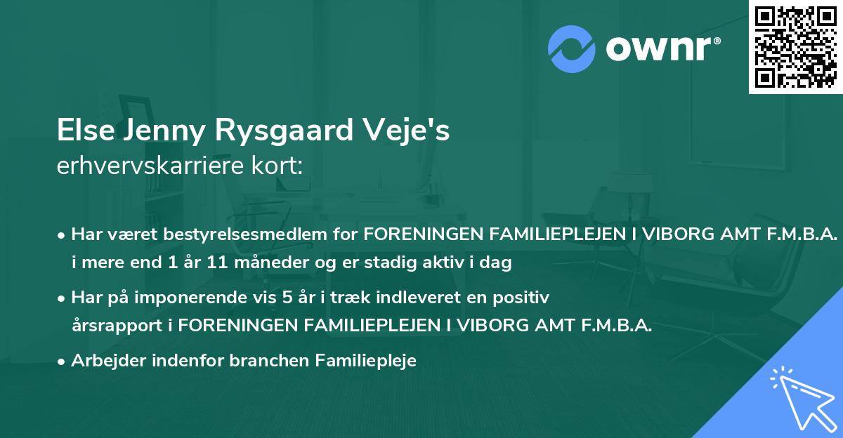 Else Jenny Rysgaard Veje's erhvervskarriere kort