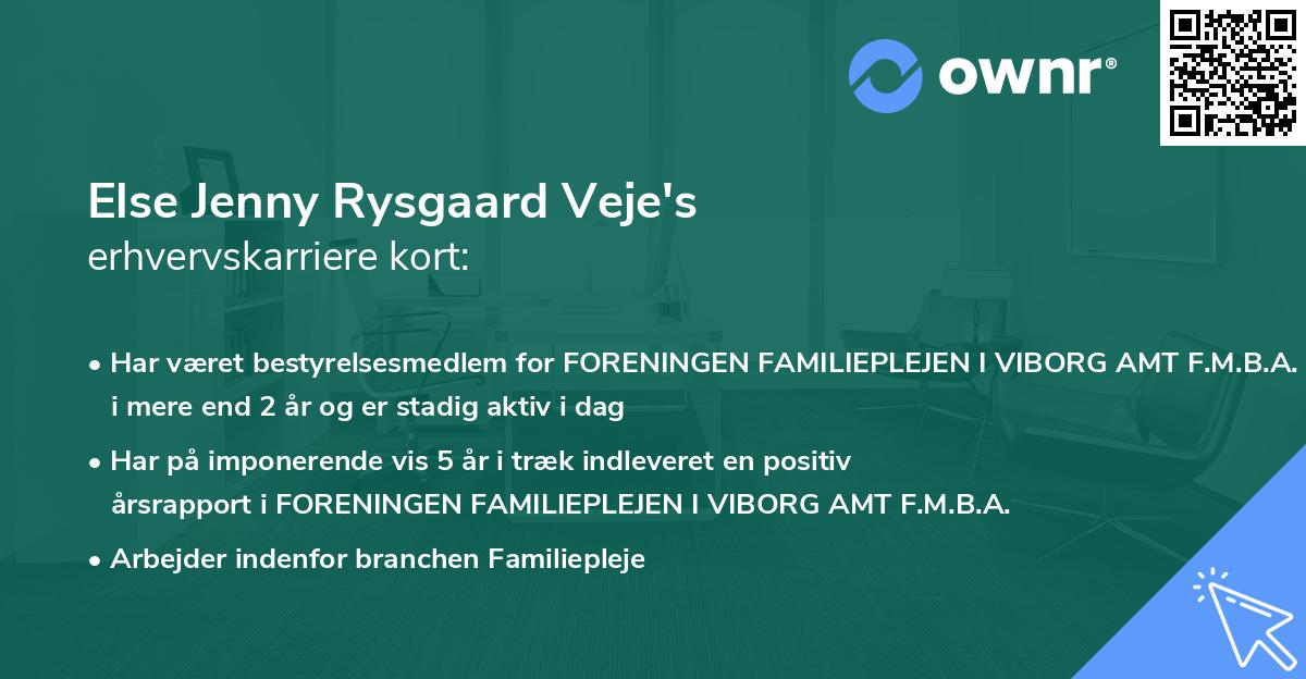 Else Jenny Rysgaard Veje's erhvervskarriere kort