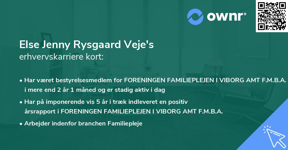 Else Jenny Rysgaard Veje's erhvervskarriere kort