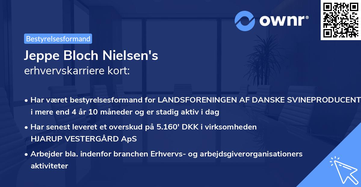 Jeppe Bloch Nielsen's erhvervskarriere kort