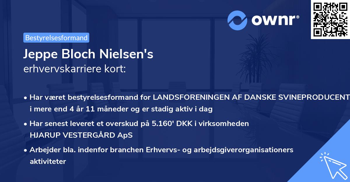 Jeppe Bloch Nielsen's erhvervskarriere kort