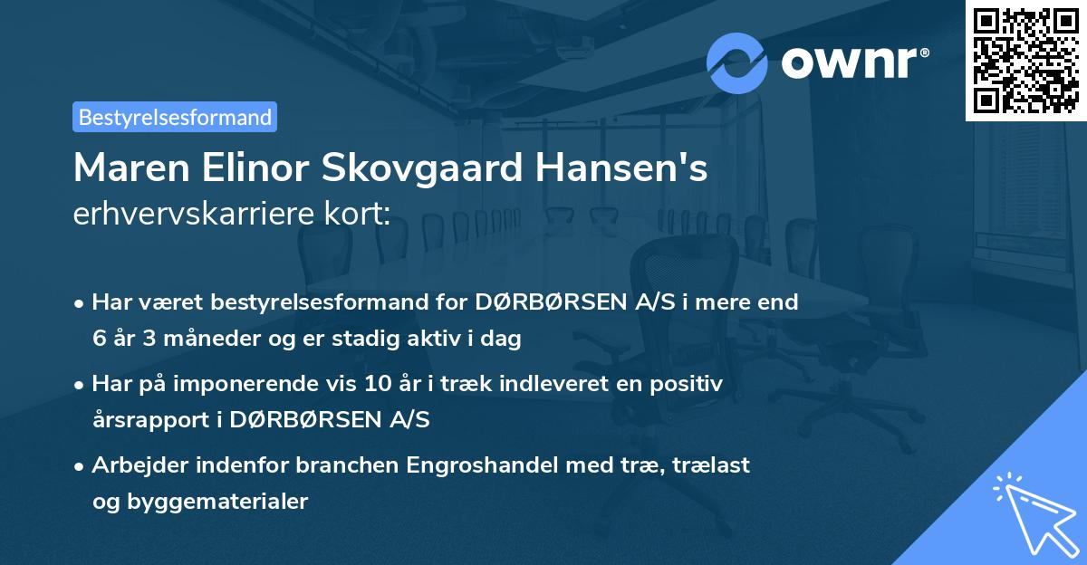 Maren Elinor Skovgaard Hansen's erhvervskarriere kort