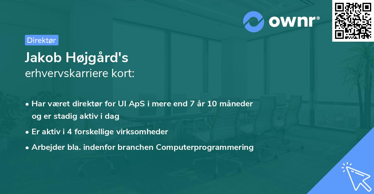 Jakob Højgård's erhvervskarriere kort