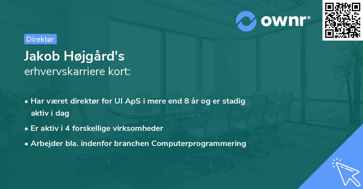 Jakob Højgård's erhvervskarriere kort