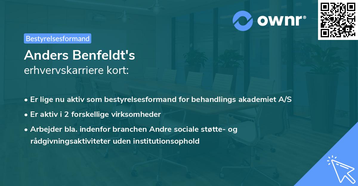 Anders Benfeldt's erhvervskarriere kort
