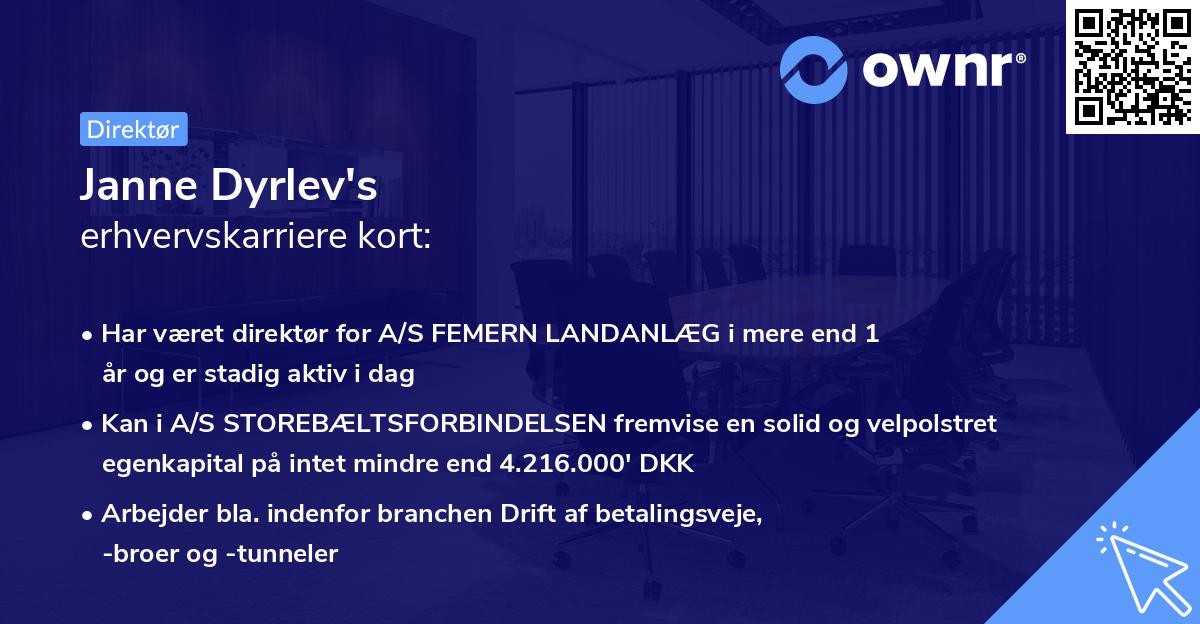Janne Dyrlev's erhvervskarriere kort