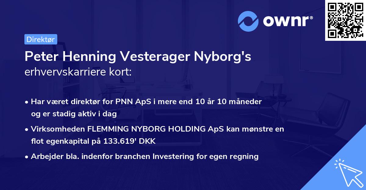 Peter Henning Vesterager Nyborg's erhvervskarriere kort