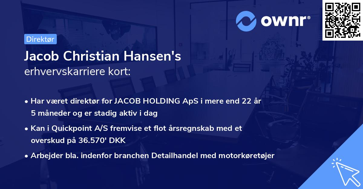 Jacob Christian Hansen's erhvervskarriere kort