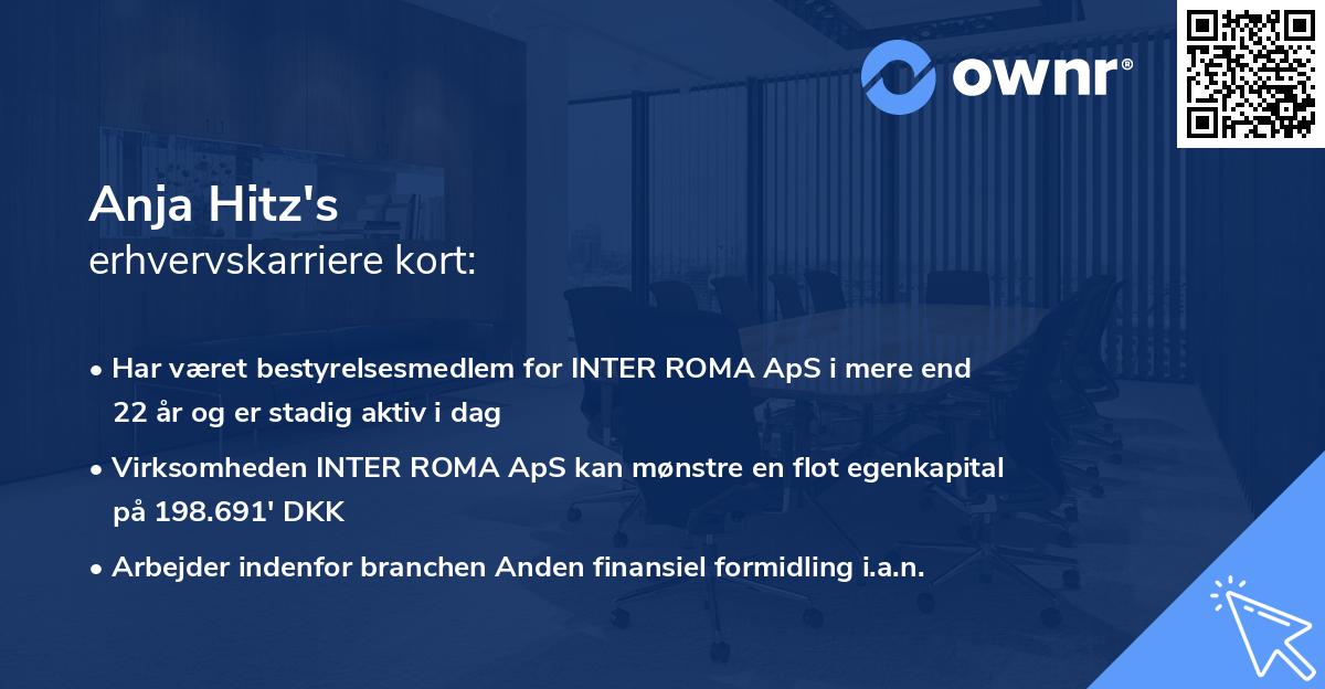 Anja Hitz's erhvervskarriere kort