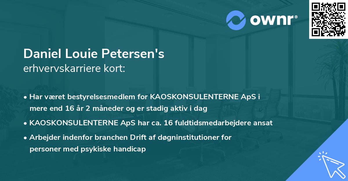 Daniel Louie Petersen's erhvervskarriere kort