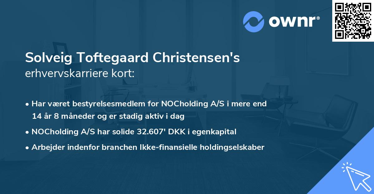 Solveig Toftegaard Christensen's erhvervskarriere kort