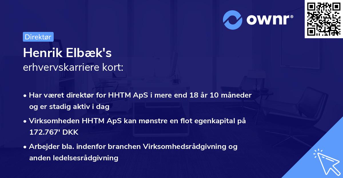 Henrik Elbæk's erhvervskarriere kort