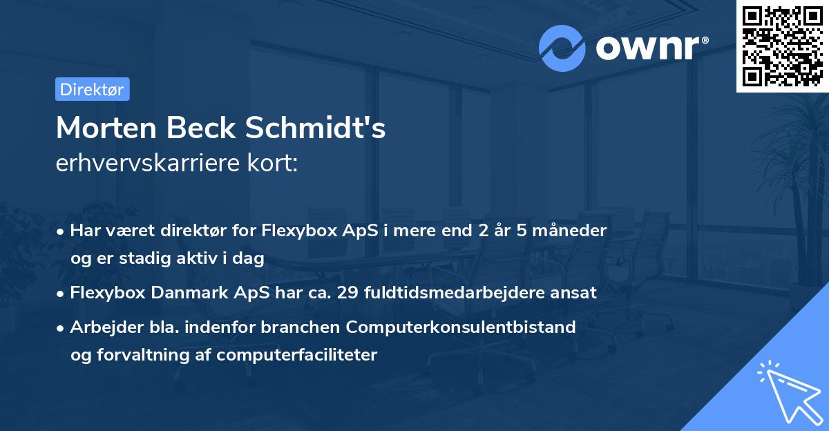 Morten Beck Schmidt's erhvervskarriere kort