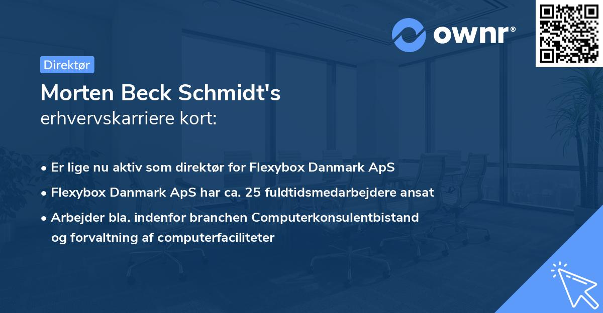 Morten Beck Schmidt's erhvervskarriere kort