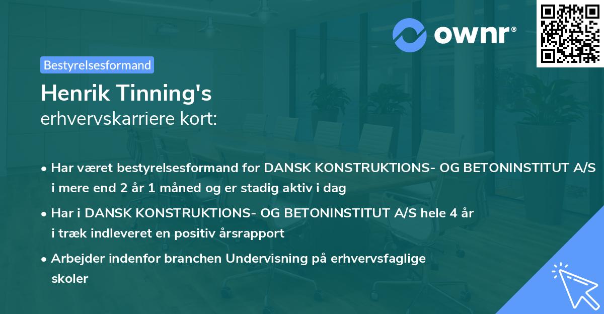 Henrik Tinning's erhvervskarriere kort