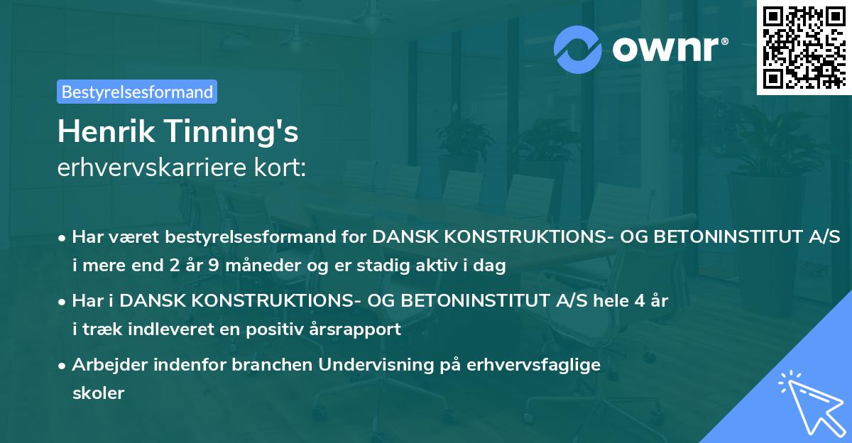 Henrik Tinning's erhvervskarriere kort
