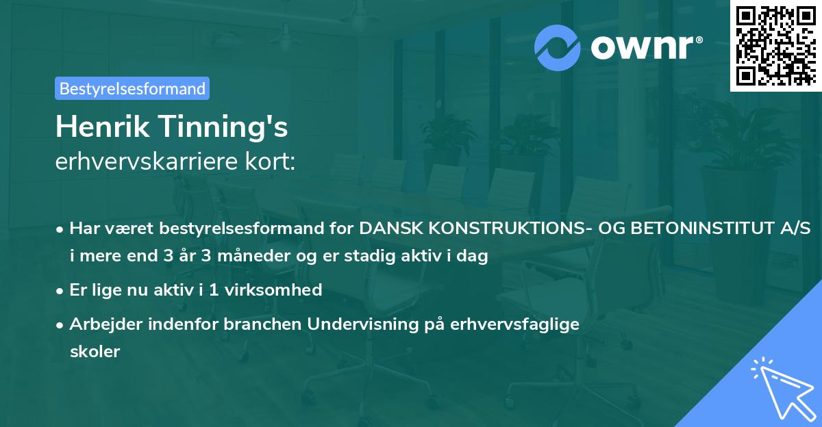 Henrik Tinning's erhvervskarriere kort