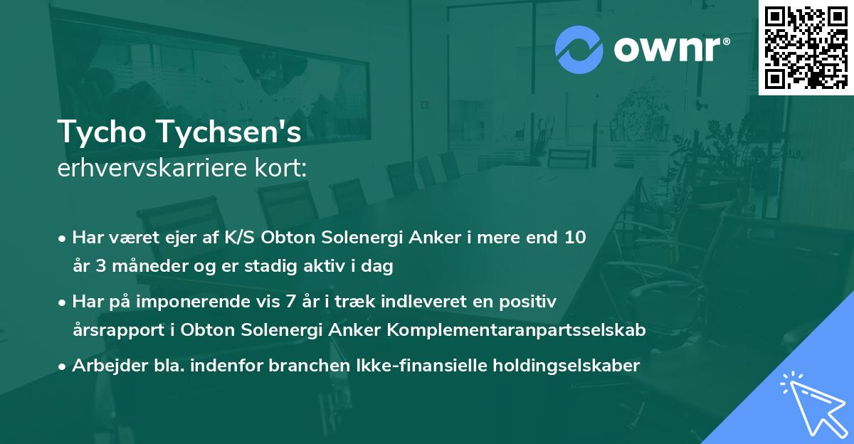 Tycho Tychsen's erhvervskarriere kort