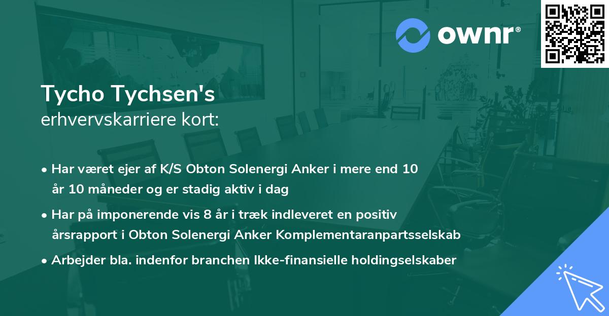 Tycho Tychsen's erhvervskarriere kort