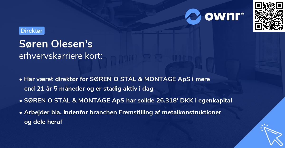 Søren Olesen's erhvervskarriere kort