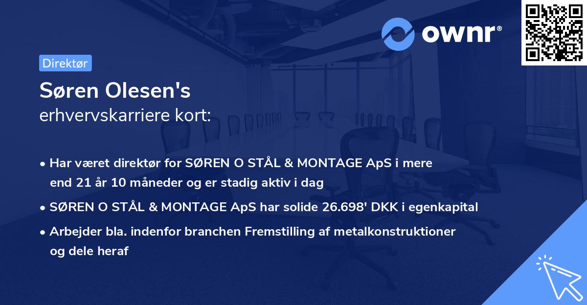 Søren Olesen's erhvervskarriere kort
