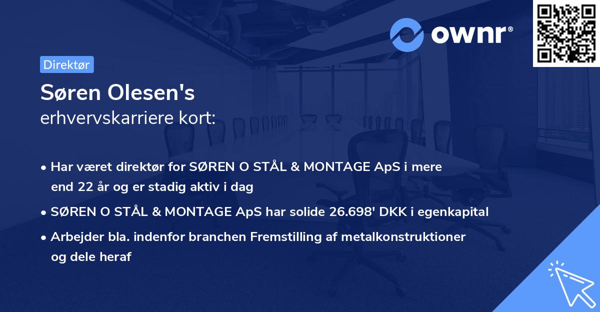 Søren Olesen's erhvervskarriere kort