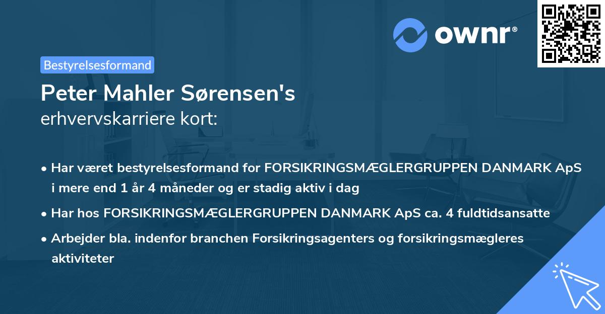 Peter Mahler Sørensen's erhvervskarriere kort
